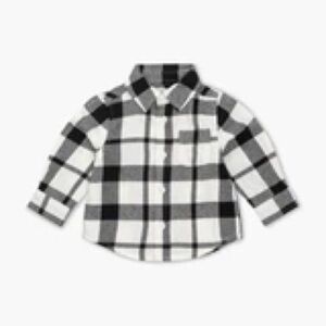 Monica + Andy Black White Buffalo Check Flannel Shirt 2T NWOT